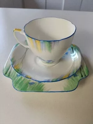 Buy Bluebell Art Deco Grafton 5555 1930’s Bone China Tea Trio Cup Saucer Side Plate • 9.95£
