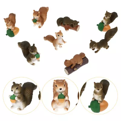 Buy  8 Pcs Squirrel Animal Ornaments Pvc Bulk Mini Toys Figurines For Kids • 9.39£