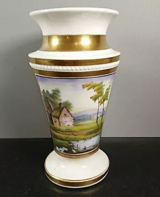 Buy Antique English Victorian Vase Landscape Gold 19th Century 15cm Tall • 49£