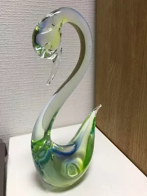 Buy Murano Glass Venetian Object Art Glass Antique Swan 27cm Green • 151.09£