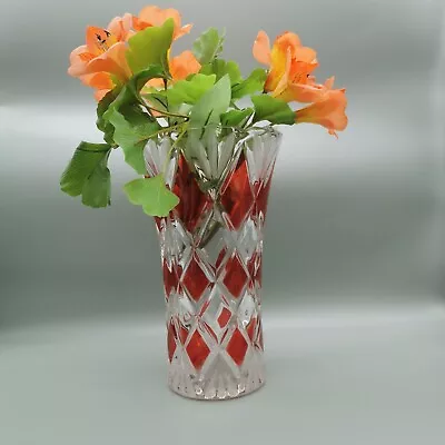 Buy Antique Harlequin Glass Vase In Red And White. Ruby Saturn Pattern By Walther. • 29.99£