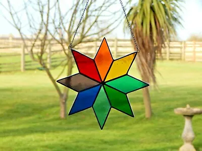 Buy Stained Glass Suncatcher/Window Hanger Rainbow Multi Star Gift/Home Decoration • 24£