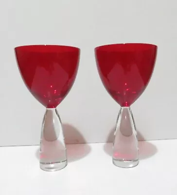Buy Vintage Royal Doulton Julien MacDonald  Red Chunky Stem Crystal Glass • 59£