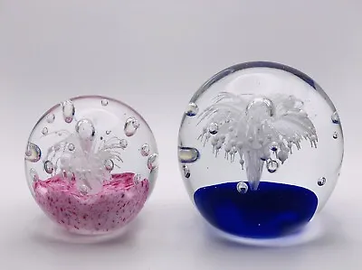 Buy 2x Art Glass Paperweights One Large And One Small • 12£
