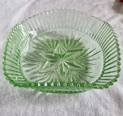 Buy Green Square Glass Fruit Sweet Dish Bowl 17cm Square Star Design Decrotive Glass • 5.99£