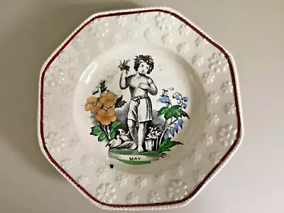 Buy Charming Pearlware Nursery Plate 'MAY', Circa 1830 • 45£