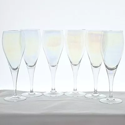 Buy 6 Classic Rainbow Iridescent Luster Wine Glasses 6oz Bohemia Crystal Toasting • 33.11£