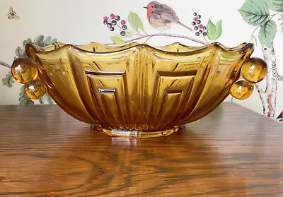 Buy Fabulous Quirky Art Deco Glass Bowl By Stolzle Hermanova Hut Czech Art Glass • 5£