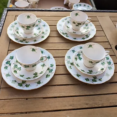 Buy 4 X Colclough Ivy Leaf Tea Trios Cups Sauces And Side Plates Set • 22.50£