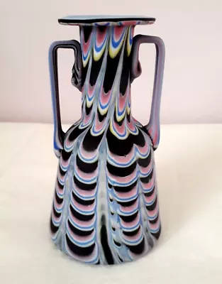 Buy Fratelli Toso Fenicio Venetian Antique Glass Vase Italian Murano Pink Blue Black • 340£