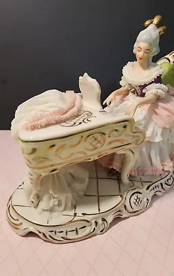 Buy Dresden Porcelain Lace Figurine Woman Playing Piano-- • 28.32£