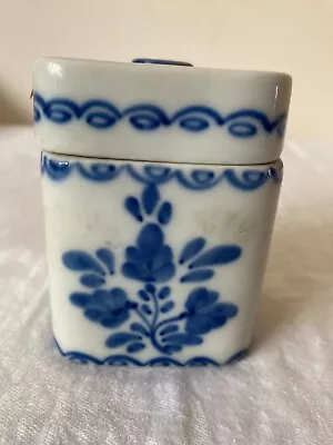 Buy Hand Painted Blue White Ceramic Square Lidded  Dish Viana Do Castelo Portugal • 6£