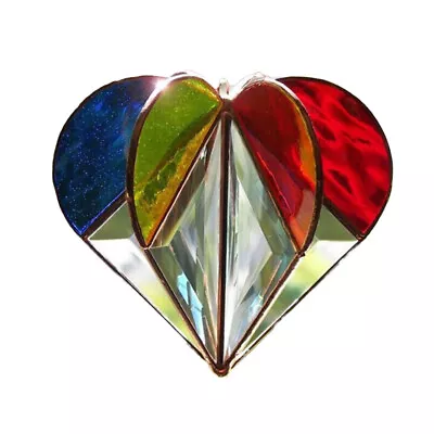 Buy 3D Heart Stained Glass Ornaments Multi-Sided Acrylic Heart Pendant  Suncatcher • 6.45£