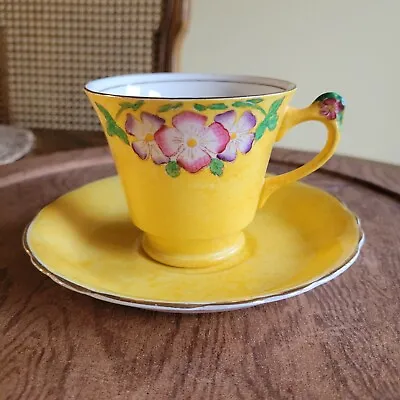 Buy Vintage Yellow Floral Teacup & Saucer Bone China Taylor Kent Longton England • 13.70£