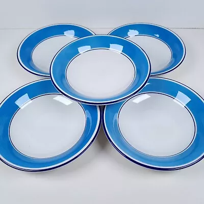 Buy Staffordshire Tableware Avanti Soup Pasta Bowls 20cm Blue Rings England X 5 • 26£