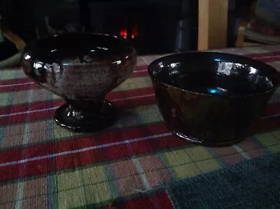 Buy Vintage EWENNY POTTERY Bowls - Brown And Green + Brown And Cream  • 12£