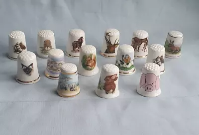 Buy 14 Bone China Ceramic Thimbles - Animals #G76 • 4.99£