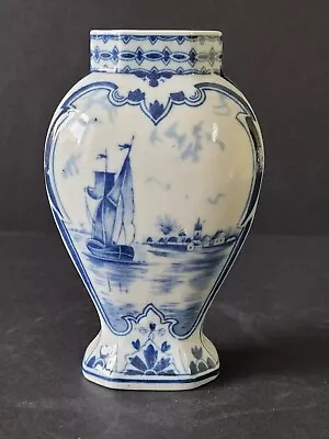 Buy Delft Small Pottery Blue & White Vase 19th Century Dutch 13.5cm Tall • 35£