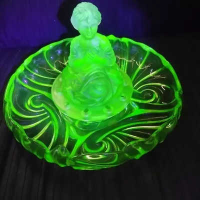 Buy Urainum Glass Flower Frog & Matching Float Bowl - Josef Inwald - Art Deco • 33£
