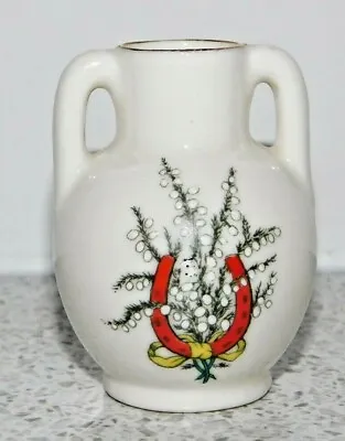Buy Arcadian Crested China 2 Handled Vase Lucky White Heather Lyme Regis Dorset • 11.95£