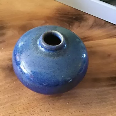 Buy Studio Pottery Single Stem Round Small Blue Ombré Vase Stamped  • 14£
