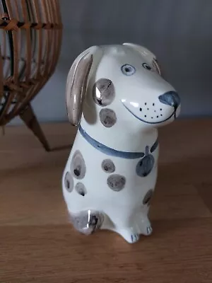 Buy Rye Pottery Figure -Grey, Blue And White Dog Hand Painted Exc Con 14cm High • 22.95£