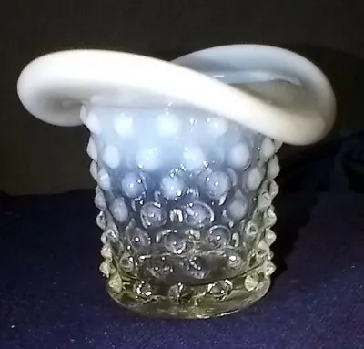 Buy Vintage VASELINE  Glass HOBNAIL TOP HAT Fenton White To Pale Yellow • 20.18£