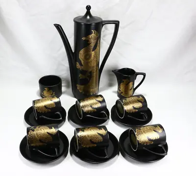 Buy Vintage Portmeirion Phoenix Coffee Set Black & Gold  By John Cuffley • 22£