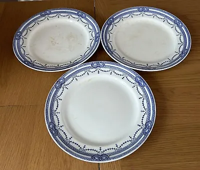 Buy Bristol Pountney & Co Blue & White Pottery Set Of 3 Medium Plates 9.5” • 19.50£