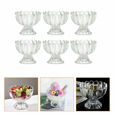 Buy 6pc High Quality Crystal Clear Glass Fruit Bowl Trifle Salad Desert Bowls Set • 10.80£
