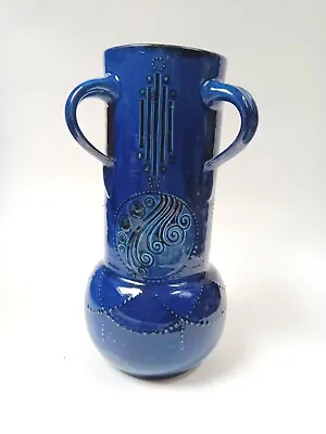 Buy Antique Blue Brannam Devon Pottery Embossed Vase • 140£