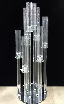 Buy Contemporary 10 Arm Wedding Table Glass And Crystal Candelabra 110cm Tall • 159£