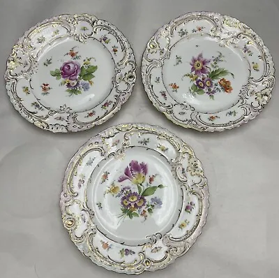 Buy 3 Carl Thieme Dresden Porcelain Salad Dessert Plates 8  Early TX Mark • 50.98£