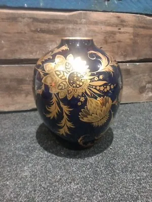 Buy Beautiful Vintage Blue And Gold Floral  Kaiser,  Vase.  • 39.99£