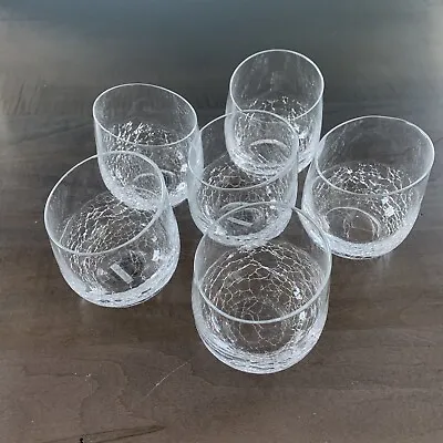 Buy Pier 1 One Angled Slant Rim Crackle Glass Set Of 6 Tumblers Stemless Wine 3.75  • 123.29£