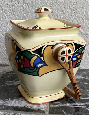 Buy Vintage Winton Ware Grimwades England Wicker Handle Art Deco Biscut Jar • 31.26£