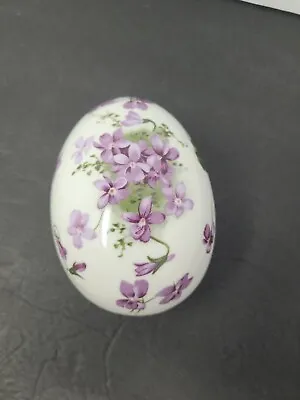 Buy Vintage Victorian Violets Hammersley England Countryside Bone China Trinket Egg • 18.91£