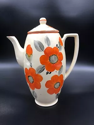 Buy Crown Devon Fieldings Cream Coffee Pot Hand Painted Orange Flower Design • 8£