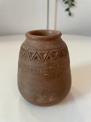 Buy Small Vintage Nordic Terracotta Unglazed Vintage Scandi Pot Vase • 19.57£