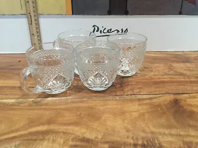 Buy Luminarc Fine Crystal Punch Bowl Cups Antique Clear Pattern J.G. Durand Set 4 • 12.61£