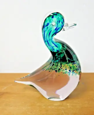 Buy Large Wedgwood Art Glass Duck Figure Sculpture Paperweight Green Blue England 6  • 19.99£