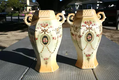 Buy Antique Royal Foley Ware James Kent England Semi Porcelain Vases Flowers Gold • 93.78£