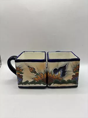 Buy Mexican Pottery Mugs/Planters Square Handpainted • 26.89£
