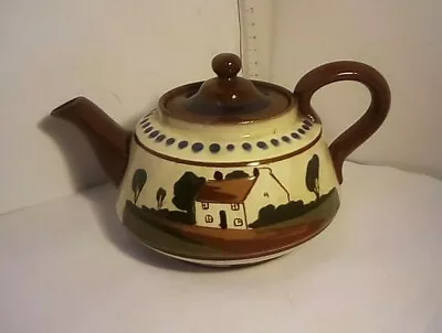 Buy Watcombe Pottery TORQUAY Tea Pot Cottage And Motto Design  11 Cm • 10£