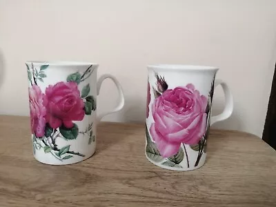 Buy Laura Ashley Pair Of Hand Decorated Rose Print Bone China Mugs - NEW • 12£