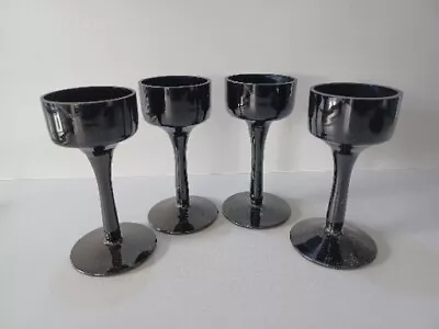 Buy Vintage Black Amethyst  Set Of 4 Liqueur Glasses 5  • 14.99£