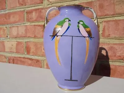 Buy Vintage Noritake Porcelain HP Vase W Parrots On Purple Gold Trim 6 1/4  • 28.76£