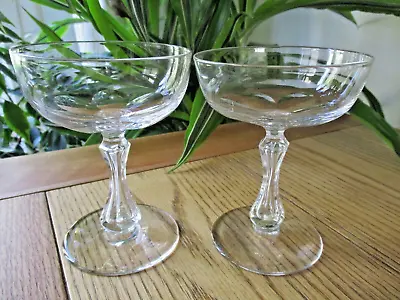 Buy Pair Antique Victorian Petal Cut Champagne Saucers Crystal Glasses Coupes Hollow • 55£