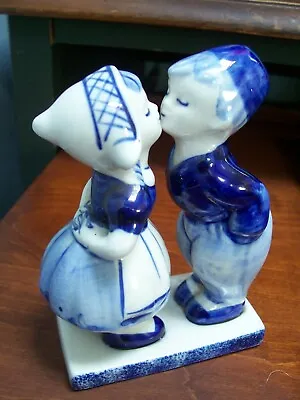 Buy Delft Dutch Boy & Girl Kissing Vintage Figurine.Hand Painted. Delft,s Blue • 5.99£