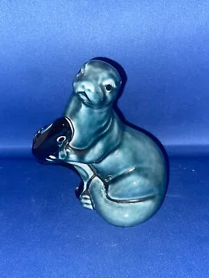 Buy VINTAGE POOLE POTTERY BLUE OTTER WITH BLACK FISH / SALMON FIGURINE 11.5cm HIGH • 4.99£